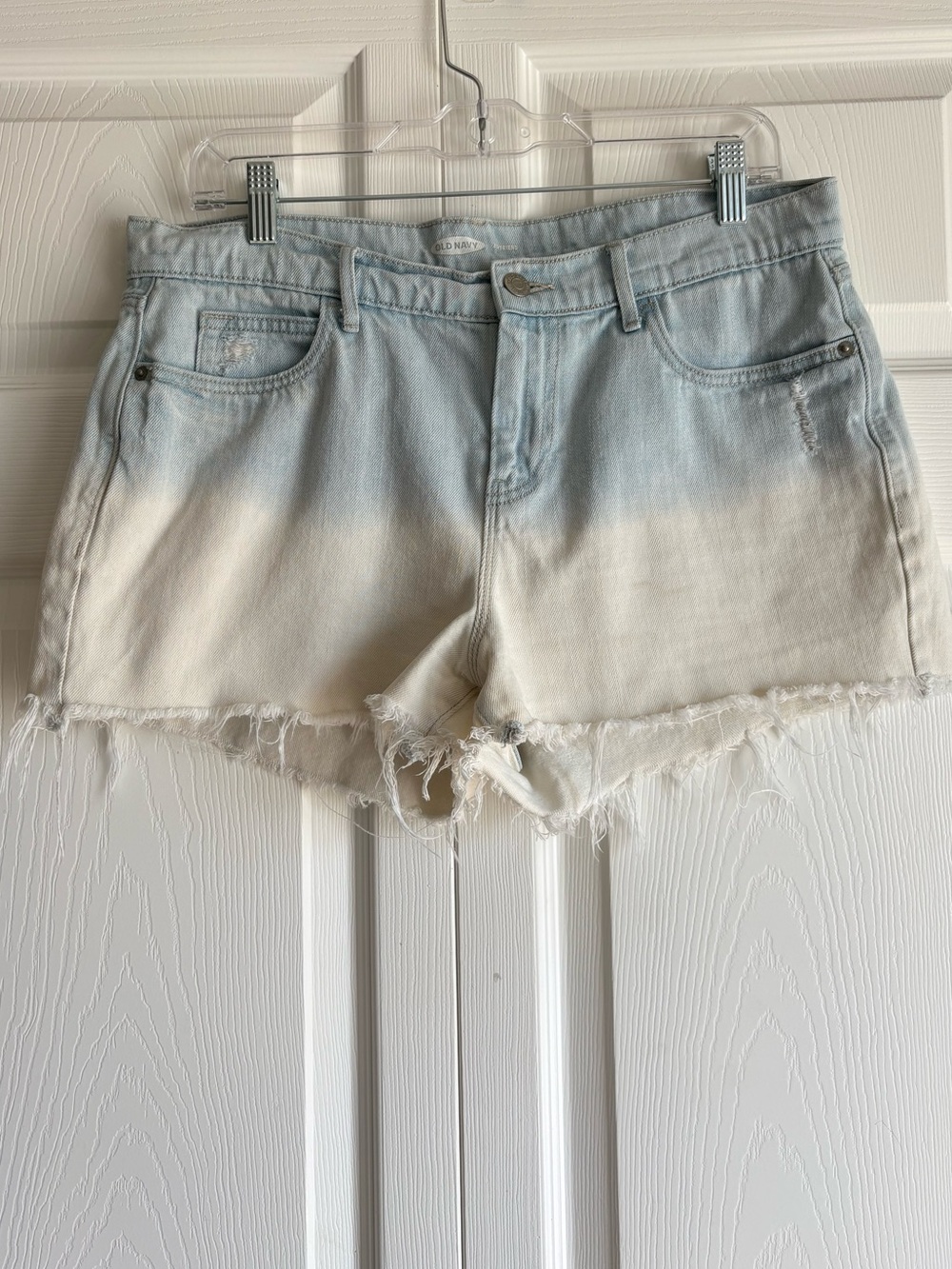 Old Navy Boyfriends style Women's Ombre Light Blue White Denim Cutoff Shorts 10